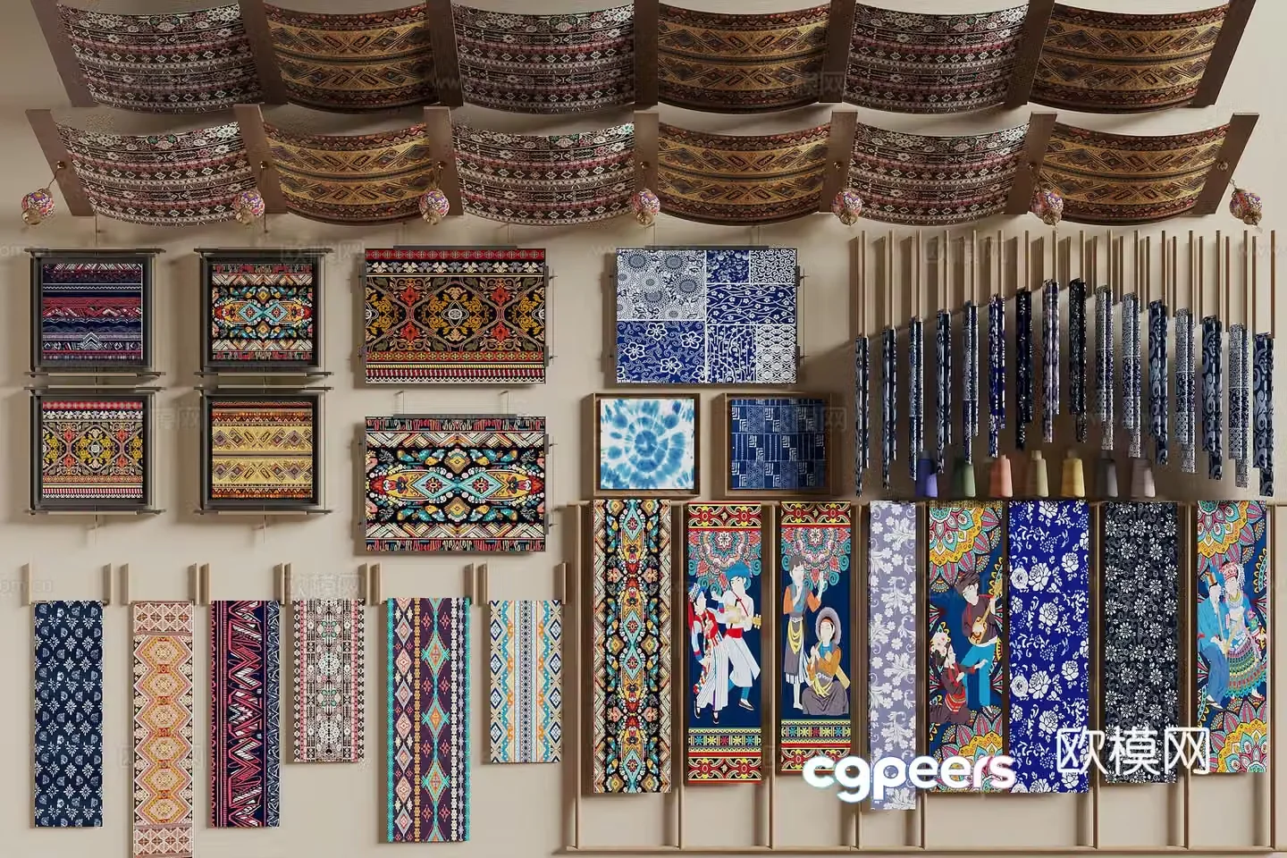 Chinese embroidery batik 3D model