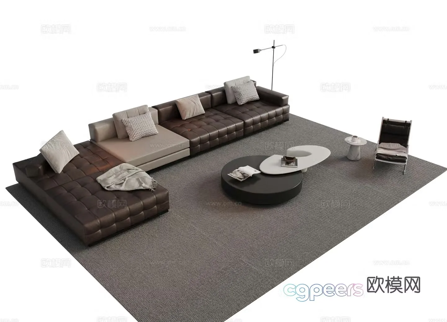 Modern Italian sofa combination Sofa coffee table combination Italian living room sofa decoration ornament cloth 3D model
