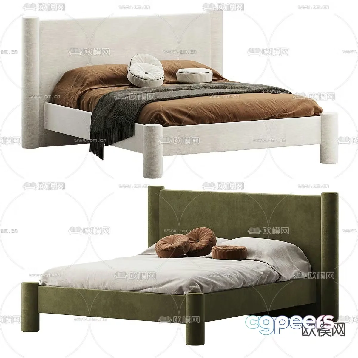 yvaa modern double bed 3d model