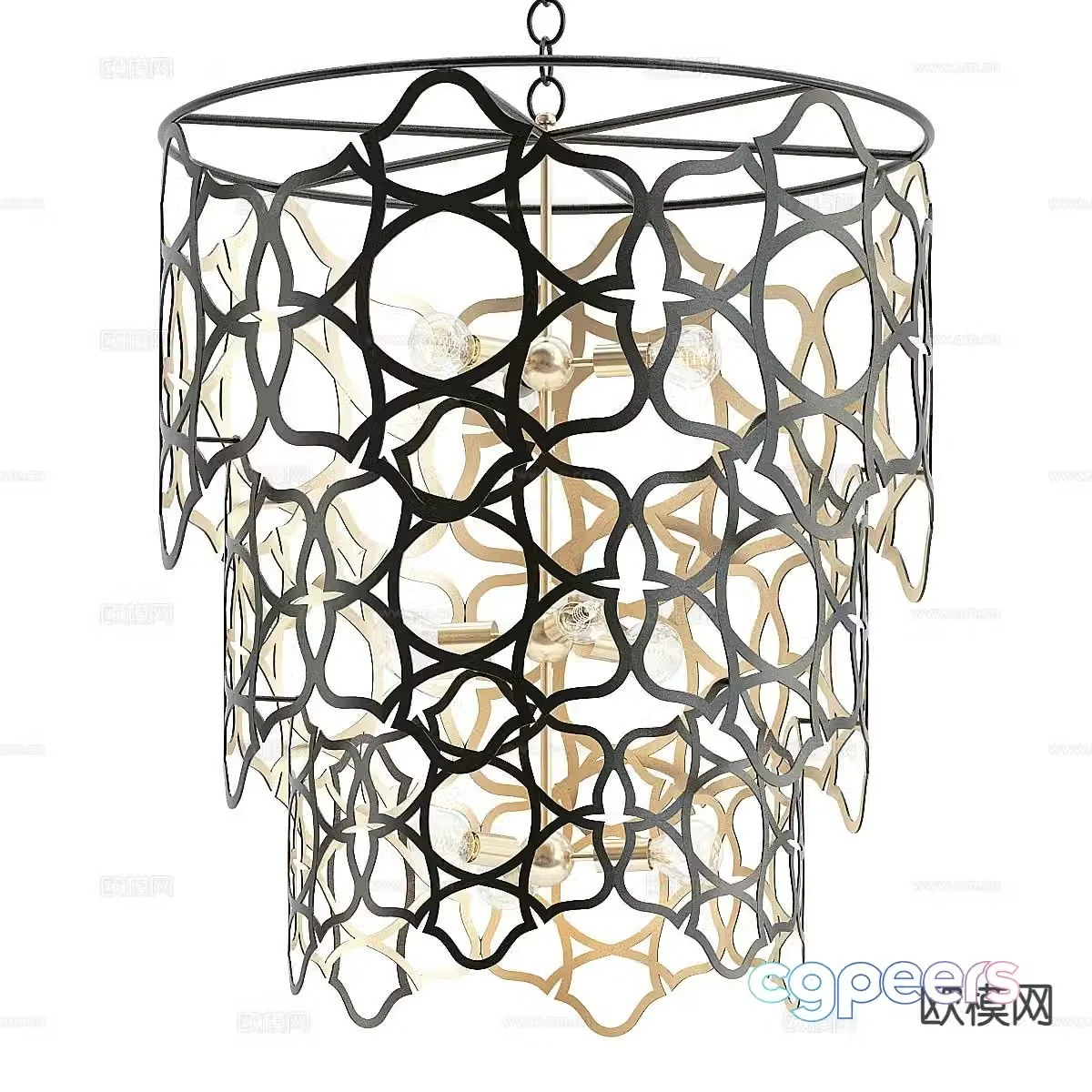 Light luxury hollow chandelier 3D model