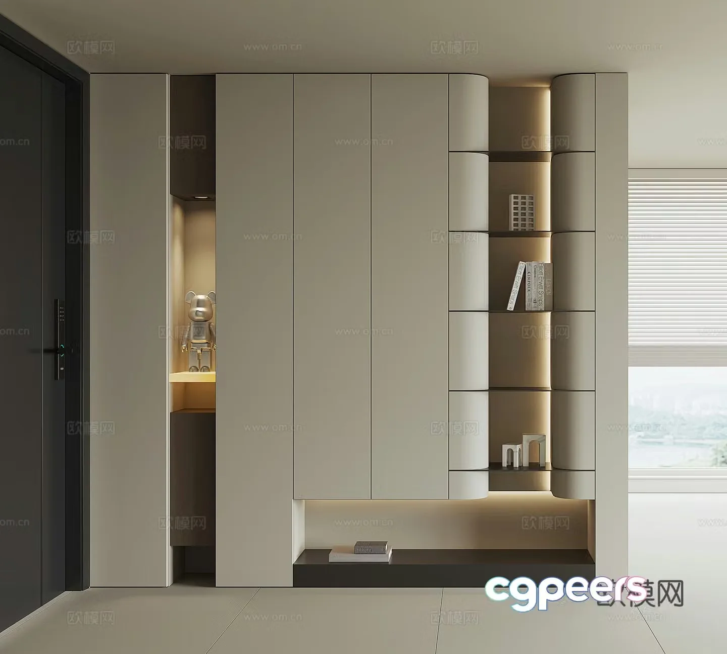 Modern home entrance shoe cabinet 3D model