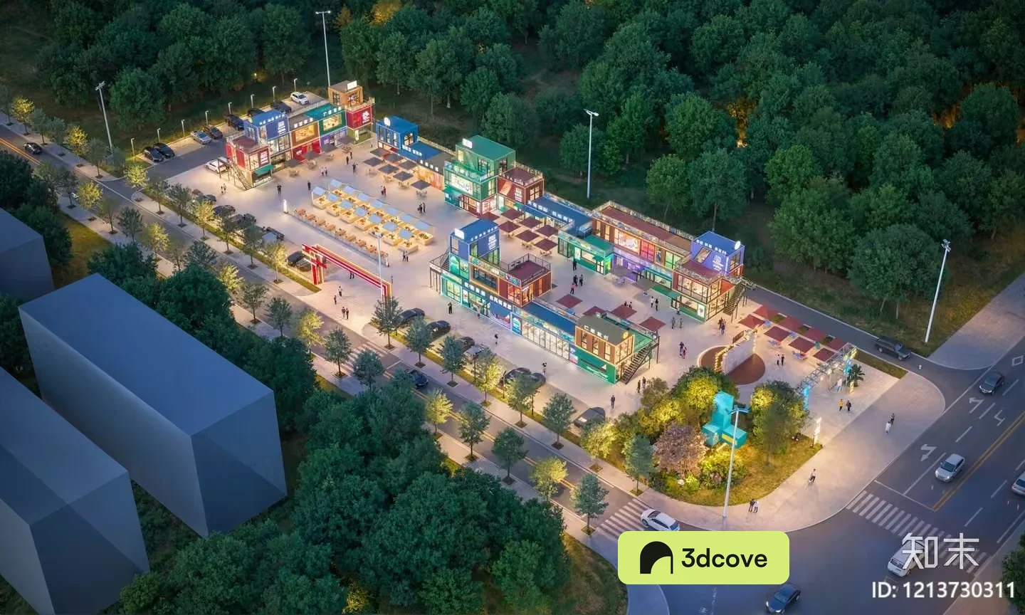The Main Subject Is A 3D Rendering Of A Shopping Center Characterized