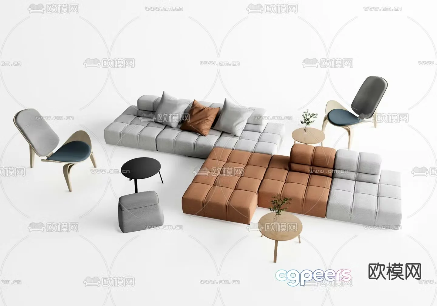 Spliced â€‹â€‹Sofa Negotiation Sofa 3D Model