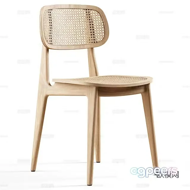 New Chinese style wooden chair rattan chair single chair 3d model