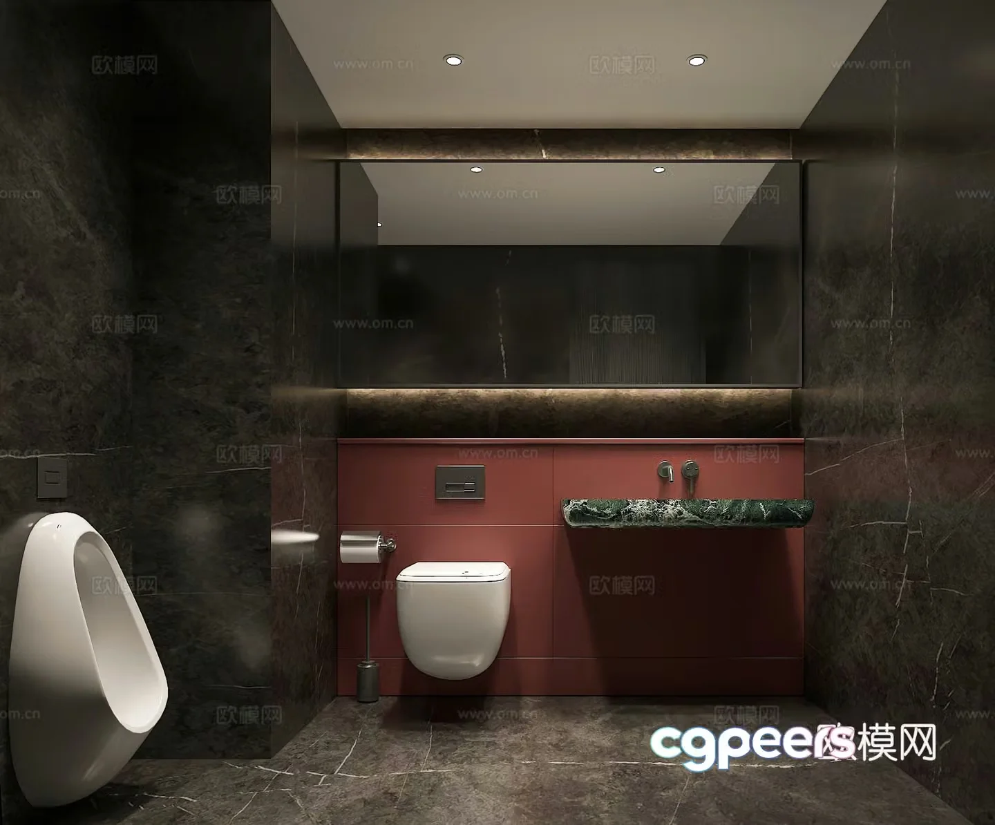 Modern hotel public bathroom 3D model
