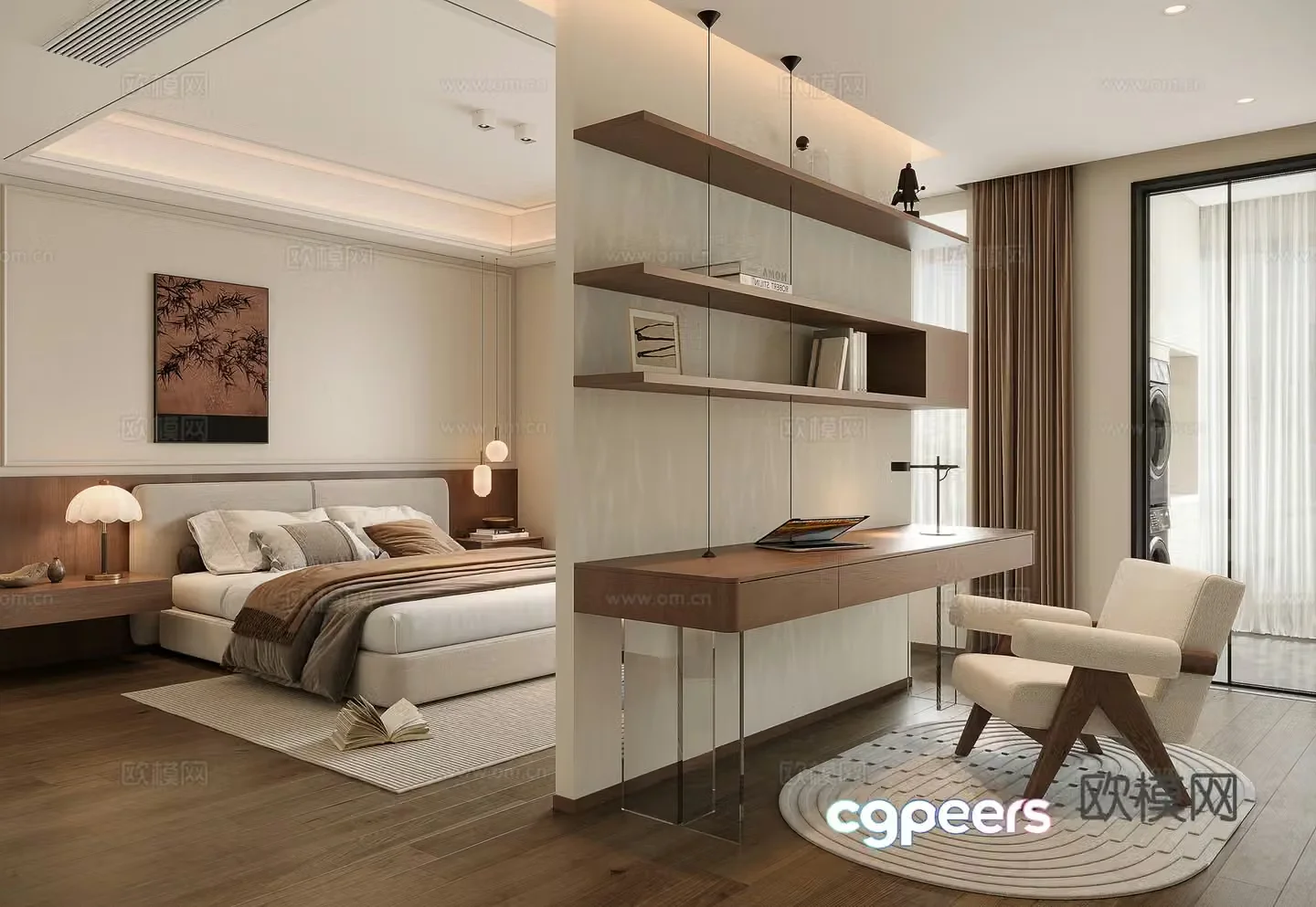 Middle-aged bedroom desk 3d model