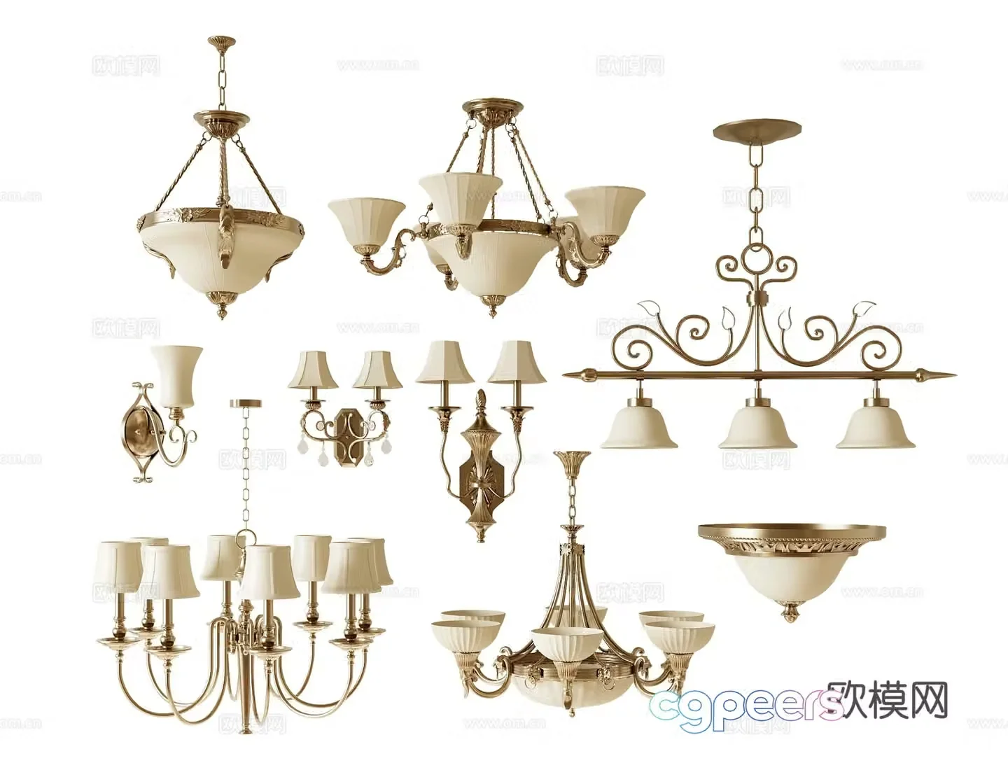 American retro chandelier 3d model