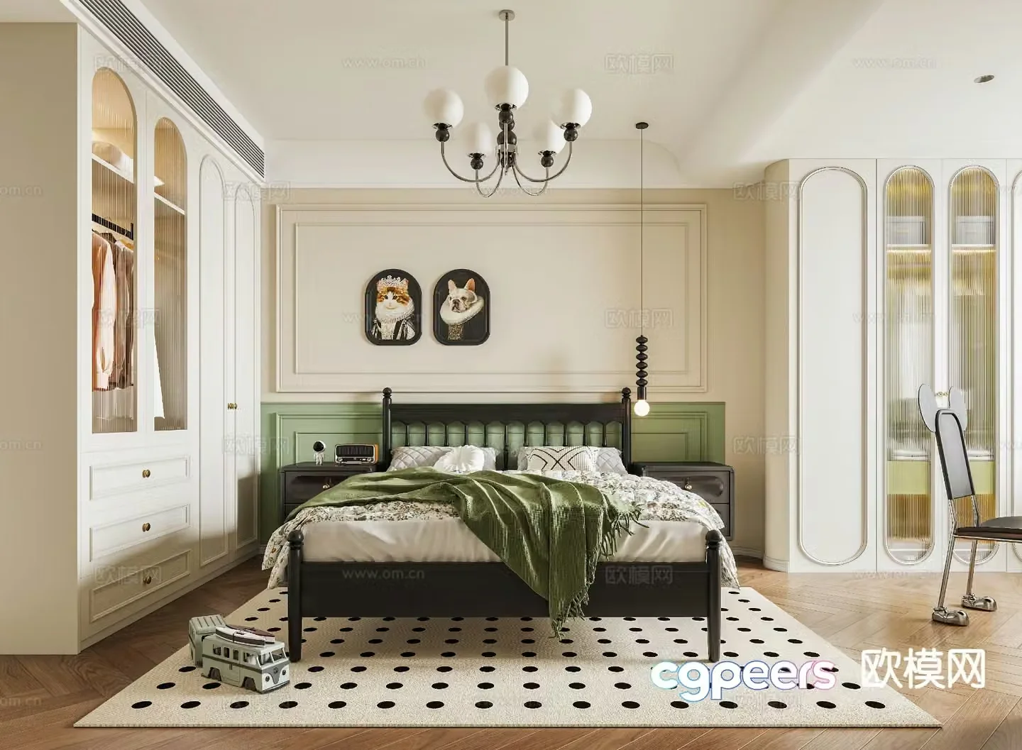 French style bedroom second bedroom teen room 3d model