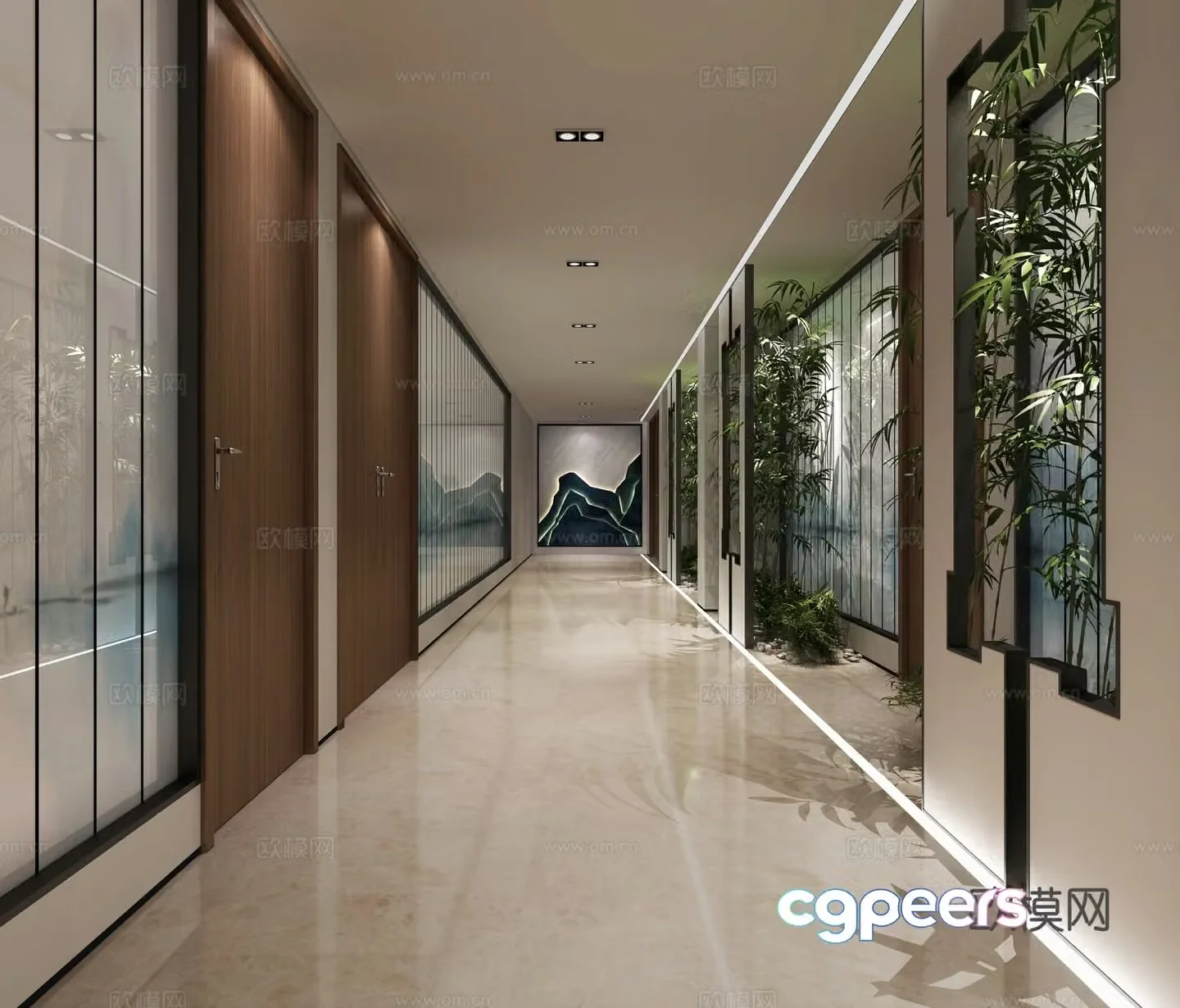 New Chinese style company aisle corridor 3d model