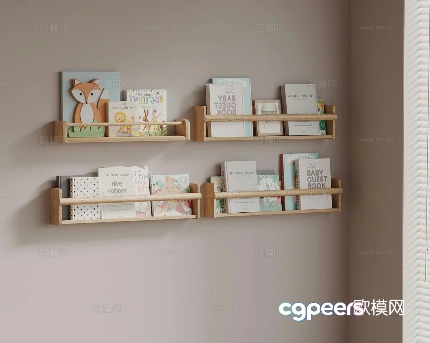 Shelf Modern Wall Decor Books 3D Model