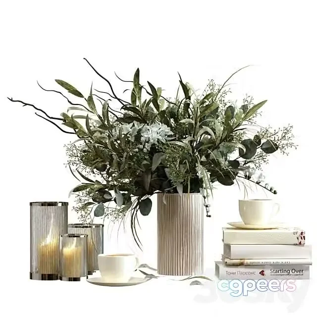 3ds Max Free – Decorative Set with Candles and Coffee