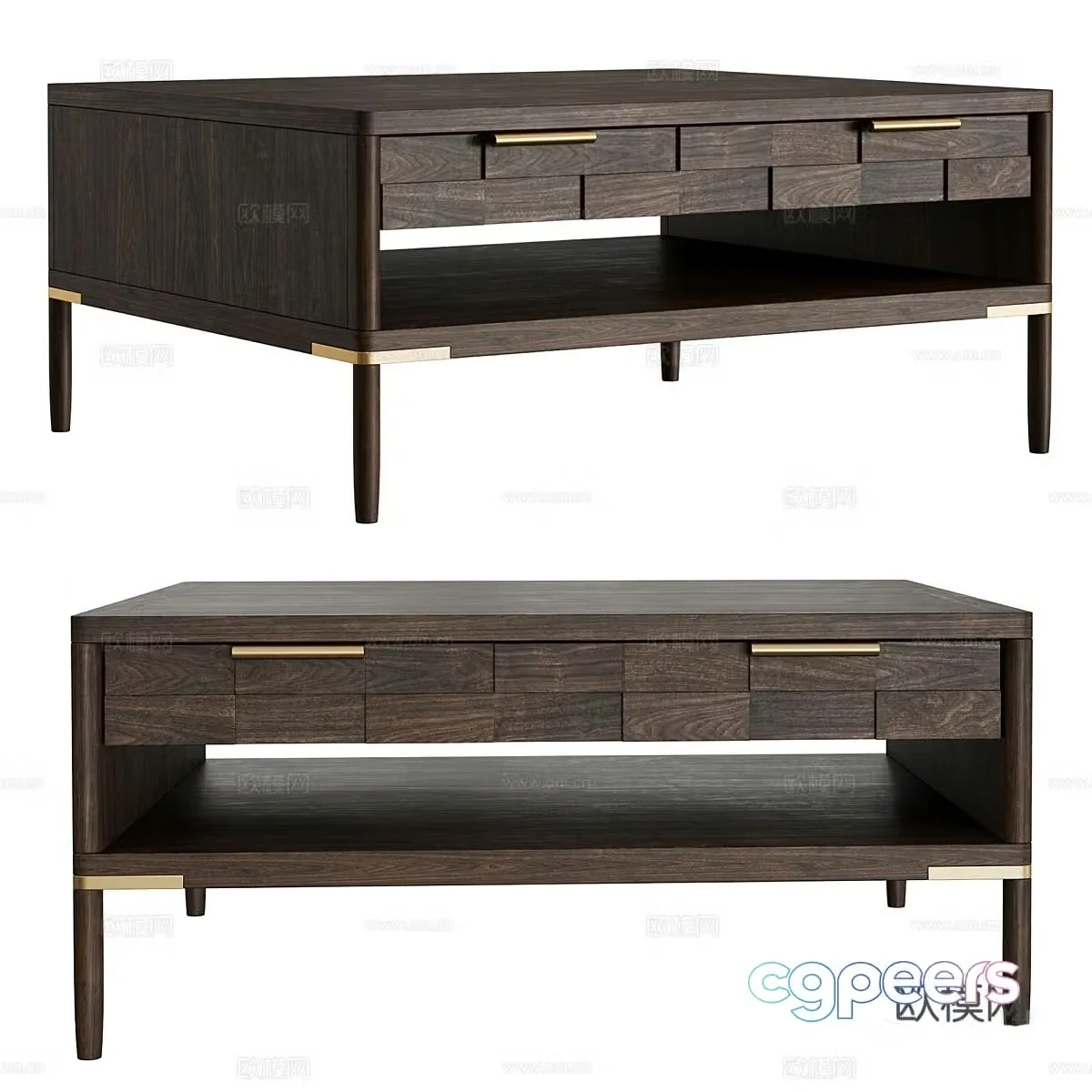 Modern Italian solid wood coffee table 3D model