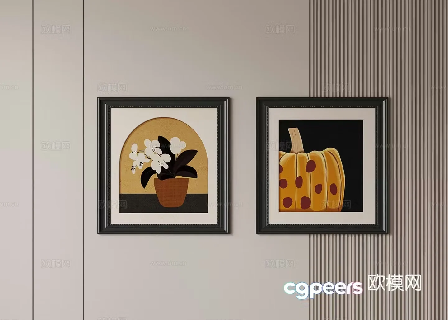 French retro hanging painting 3d model