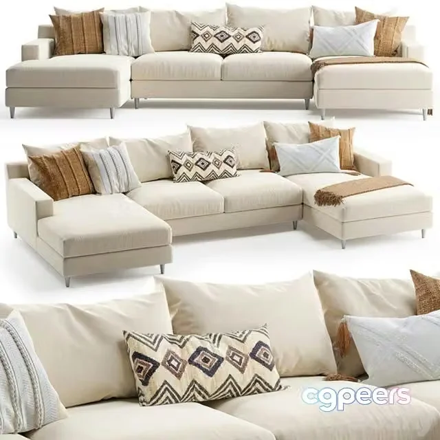 3ds Max Free – Sloan U-Sectional Sofa