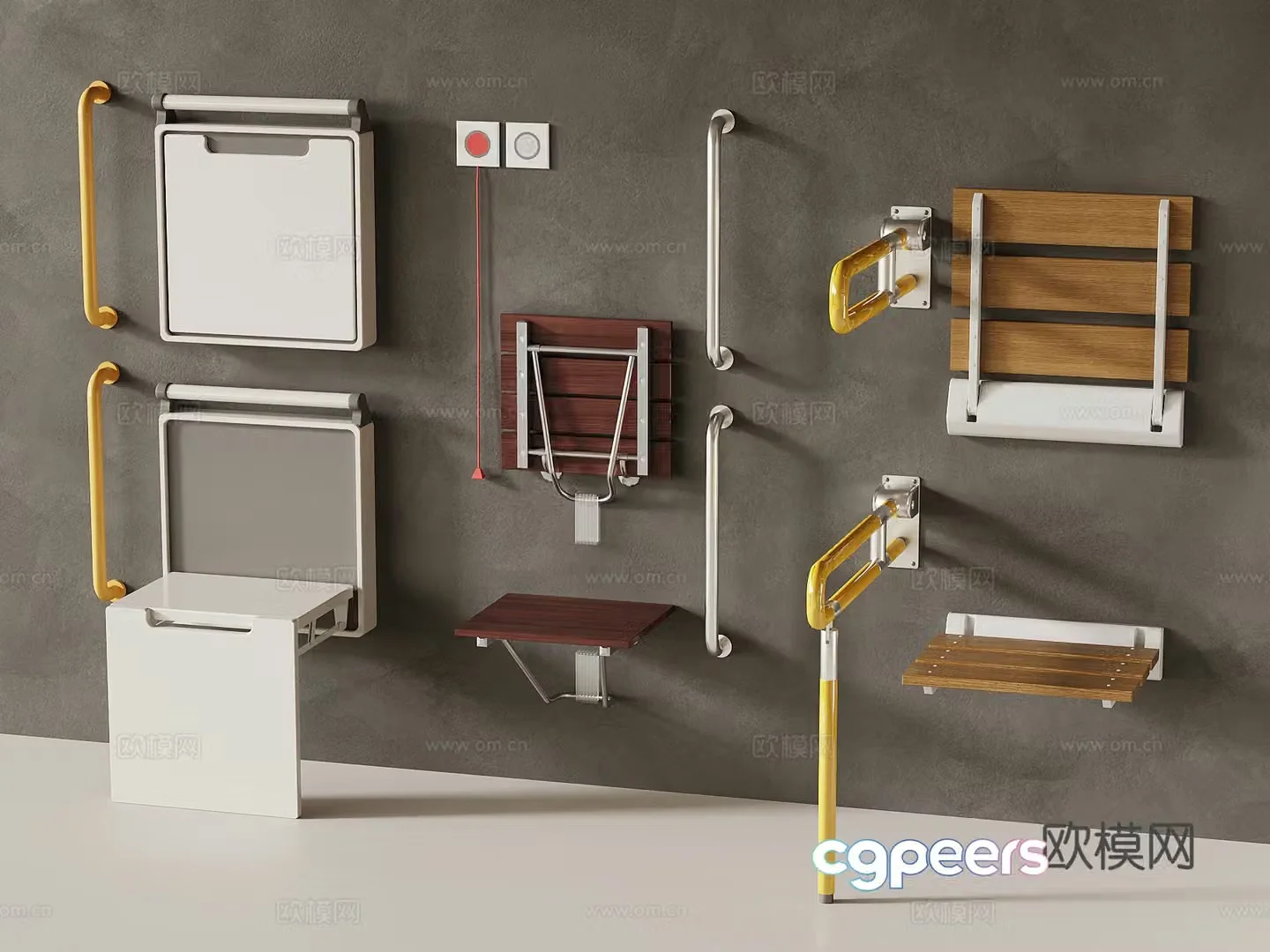 Modern disabled bathroom supplies barrier-free shoe changing stool 3D model