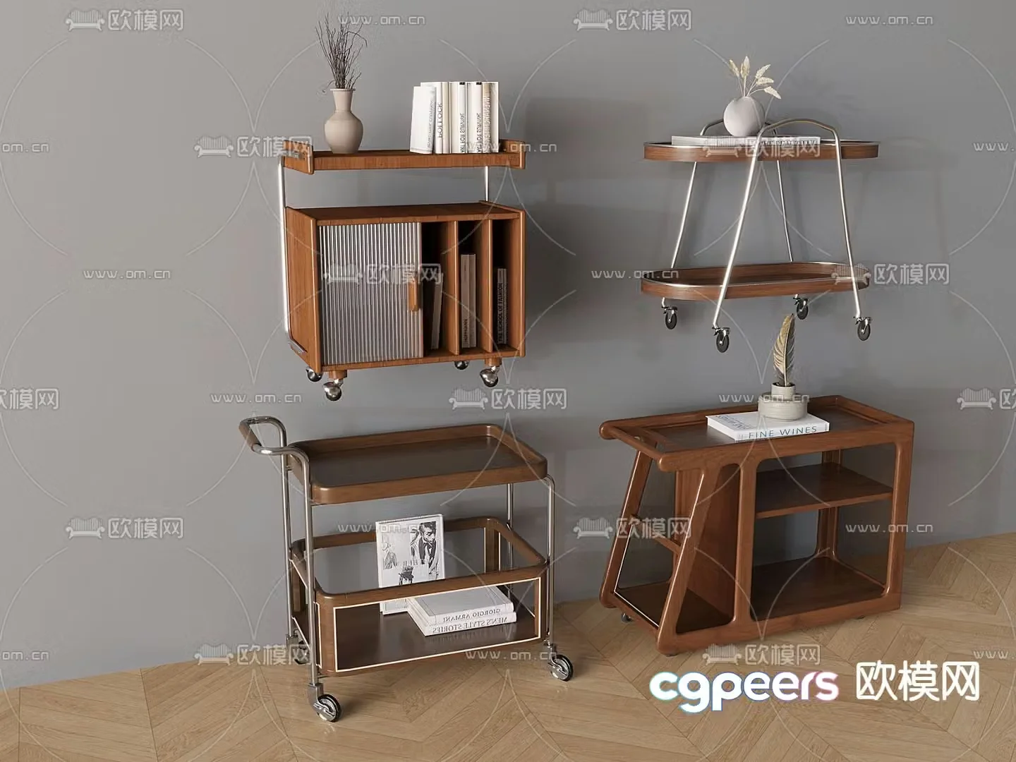 Medieval style trolley side table corner table table table 3D model
