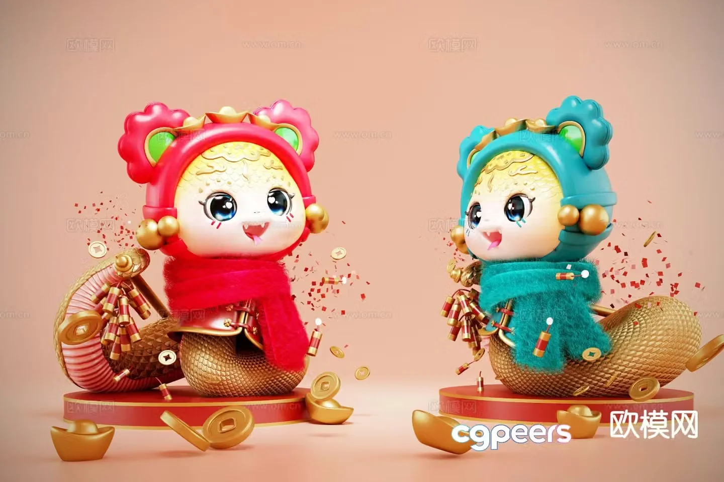 National trend of the Year of the Snake 3D model of the Year of the Snake zodiac sign