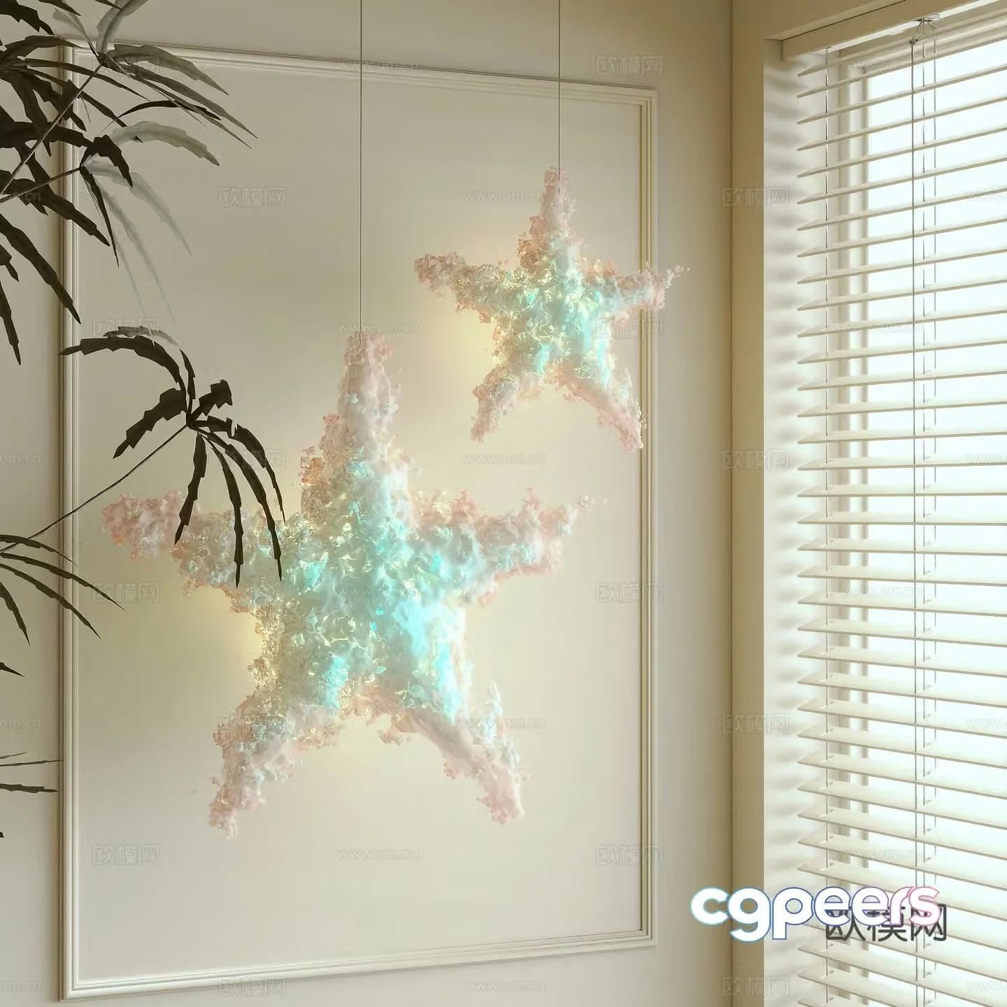 Creamy wind chandelier 3d model