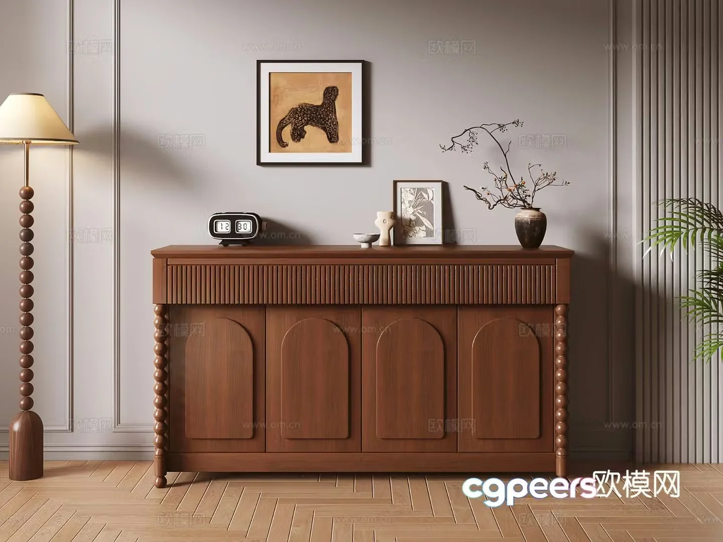 Medieval style entrance cabinet and side cabinet 3D model