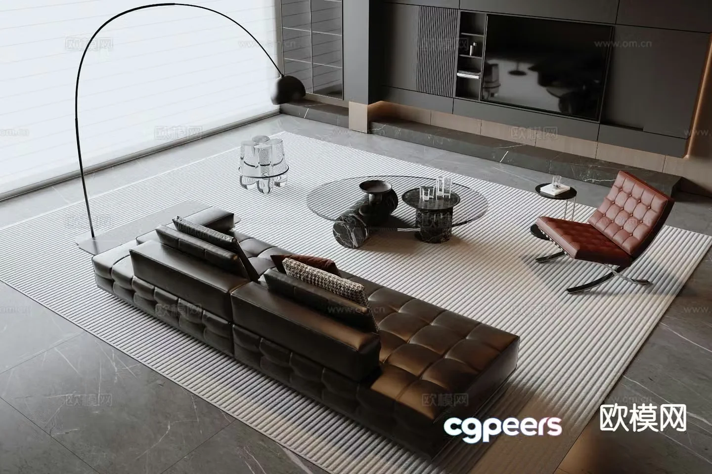 Italian sofa modular sofa 3d model