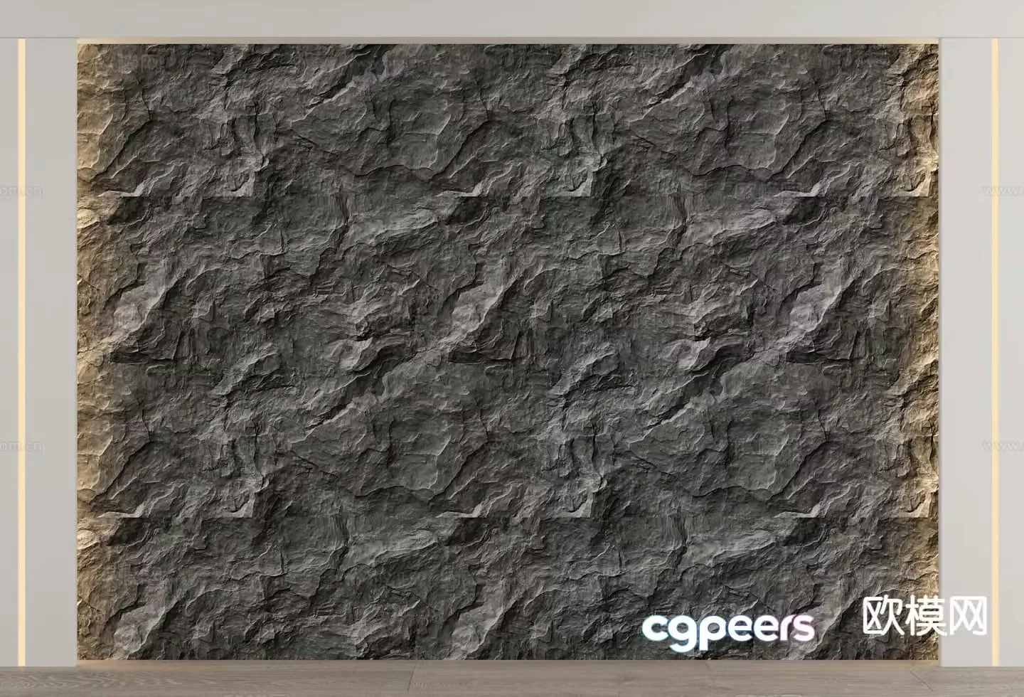 Rough stone wall ax split wall rock wall 3d model