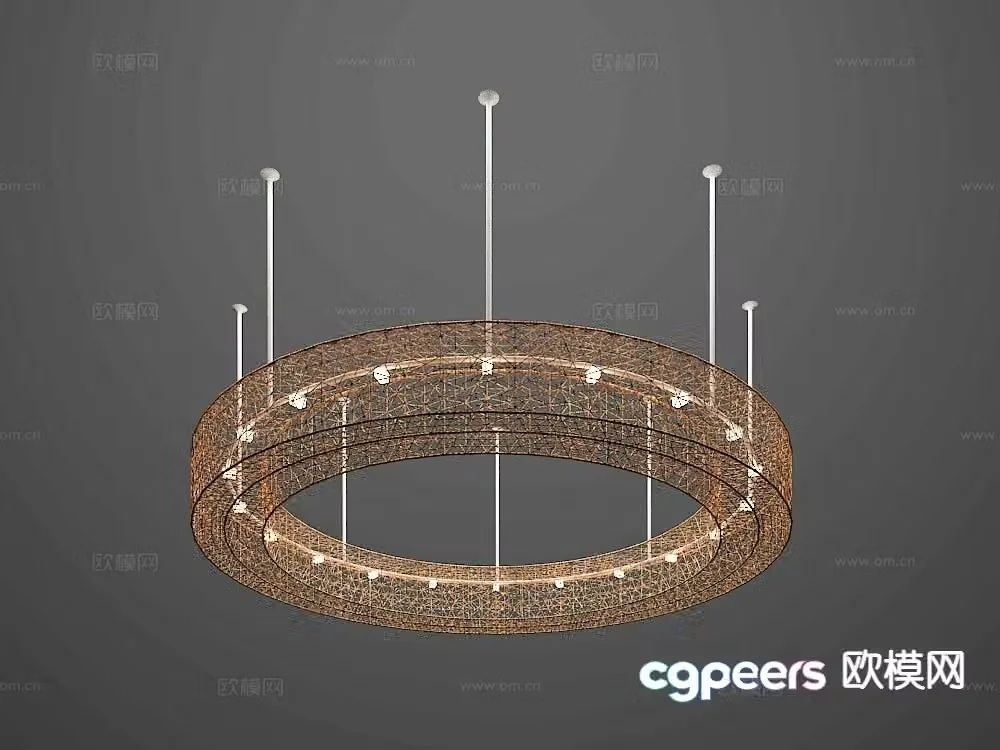Light luxury chandelier ring chandelier 3d model