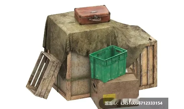 A Stack Of Wooden Crates 3D Model – 9330 – VRAY Render