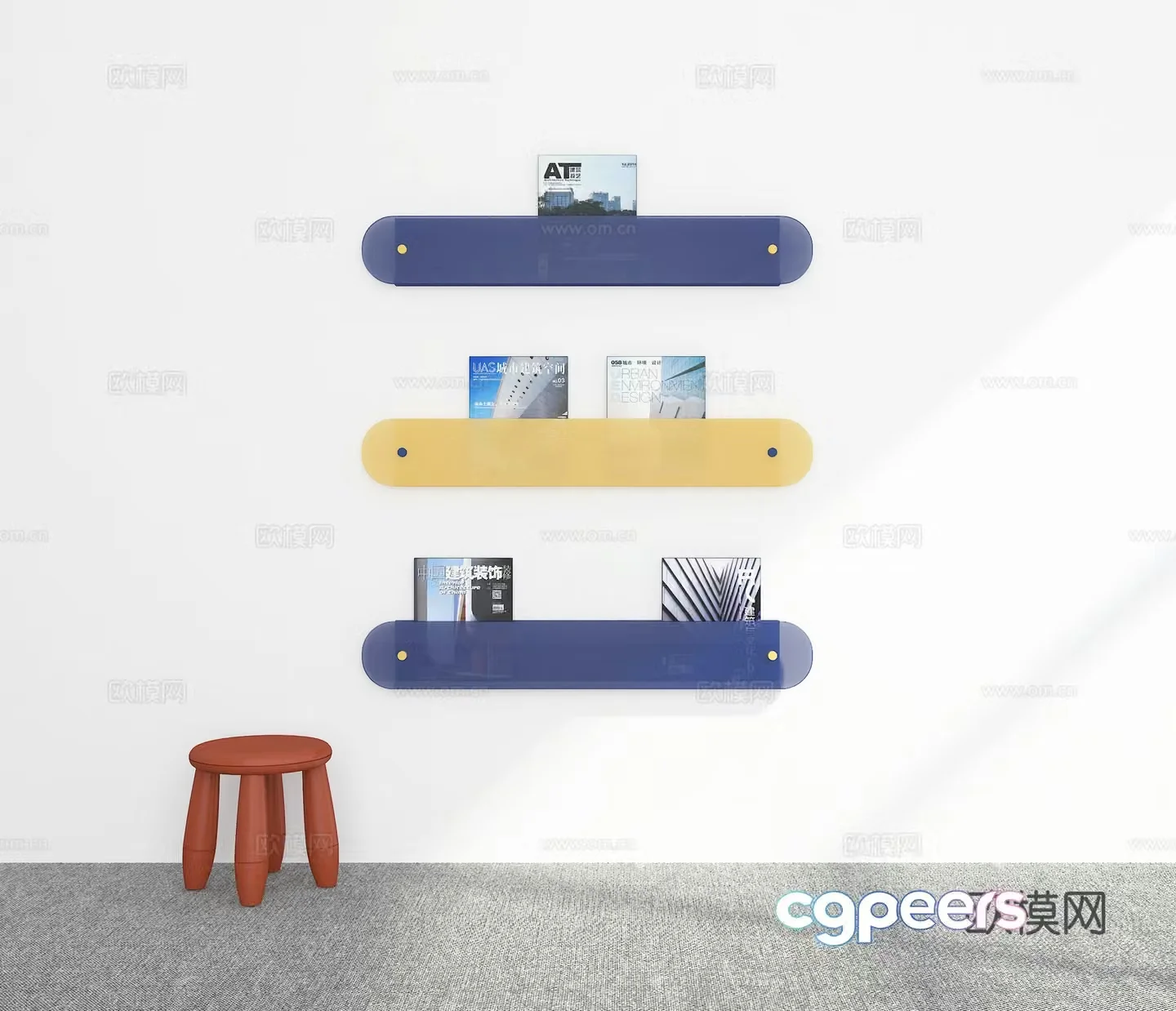 Modern bookshelf 3d model