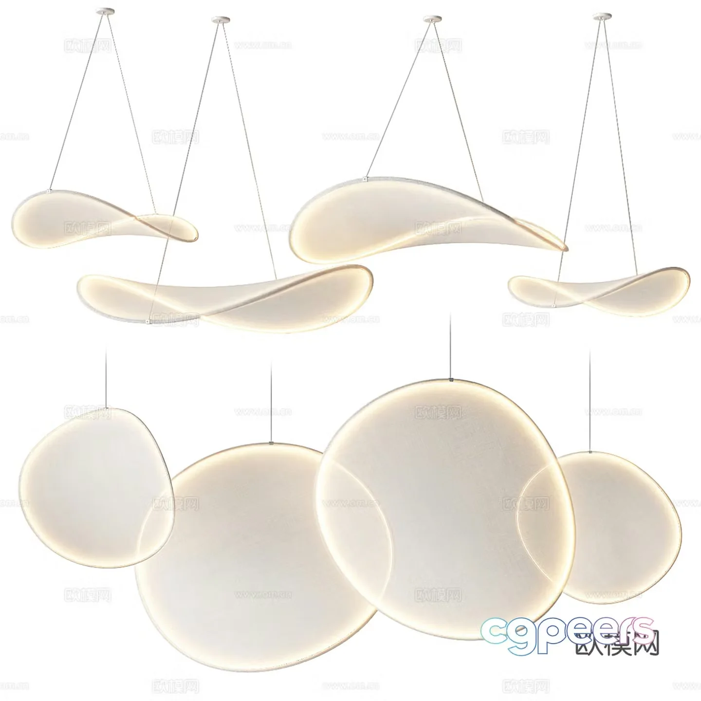 Disc chandelier fabric chandelier 3d model