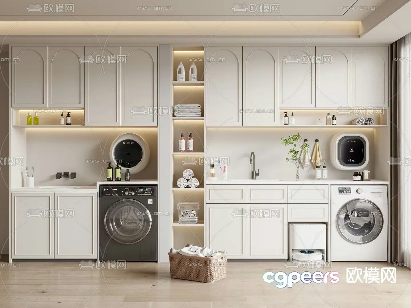Balcony cabinet washing machine cabinet 3d model