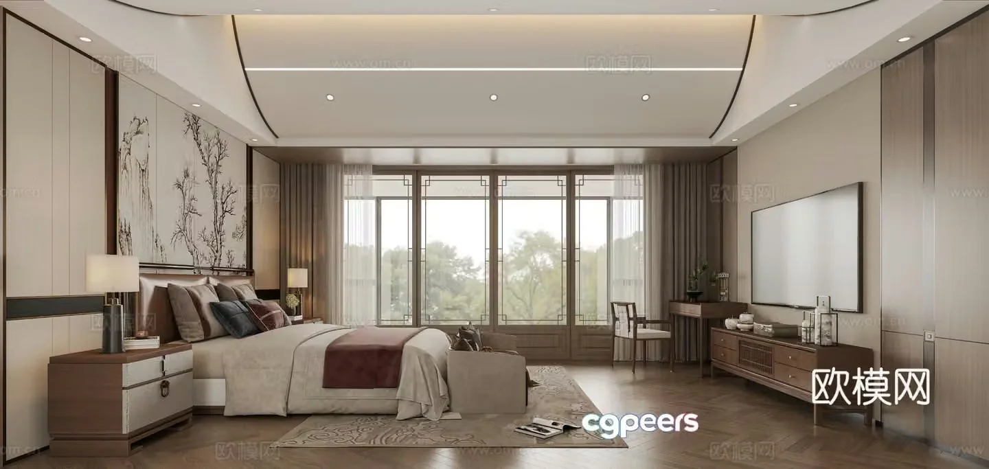 New Chinese bedroom 3D model