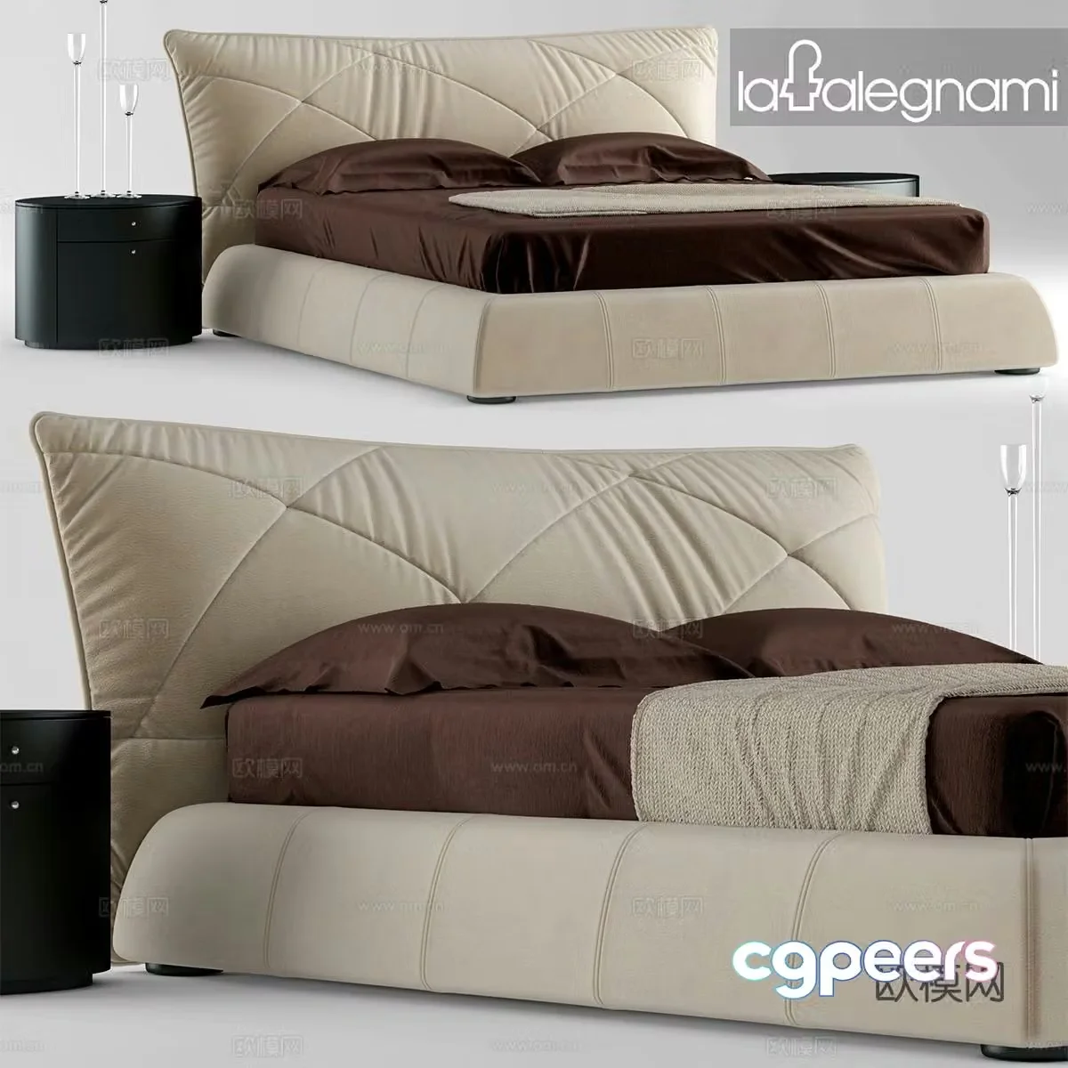 Modern double bed 3d model