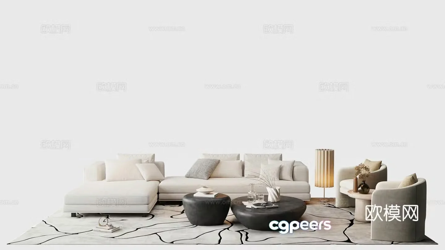 Modern modular sofa corner sofa coffee table 3d model