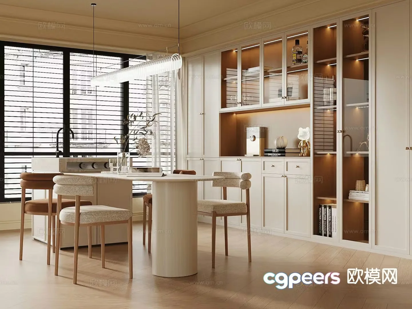 Cream style restaurant 3d model