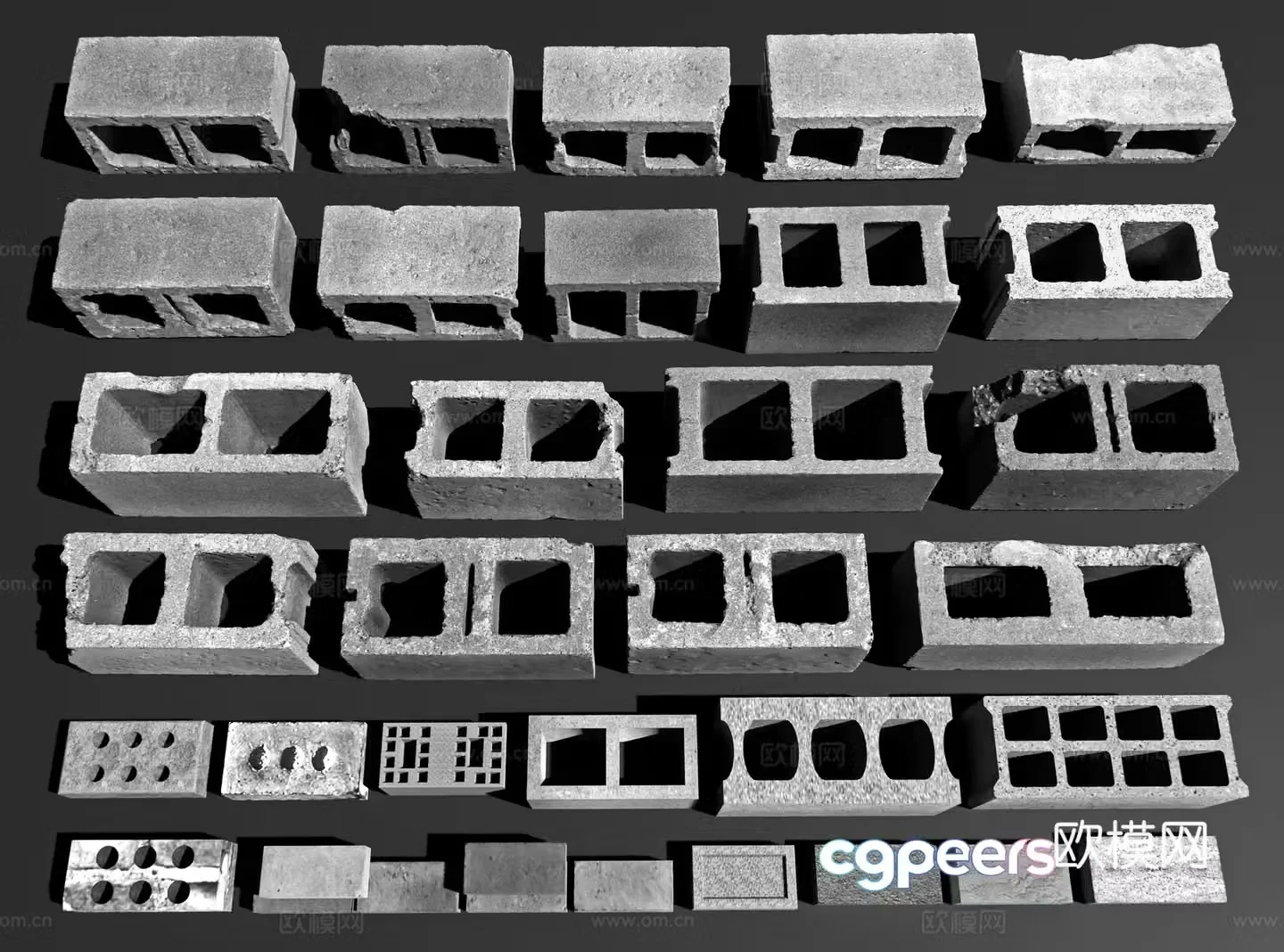 Modern hollow brick Cement brick Concrete brick Brick brick wall brick building material 3d model