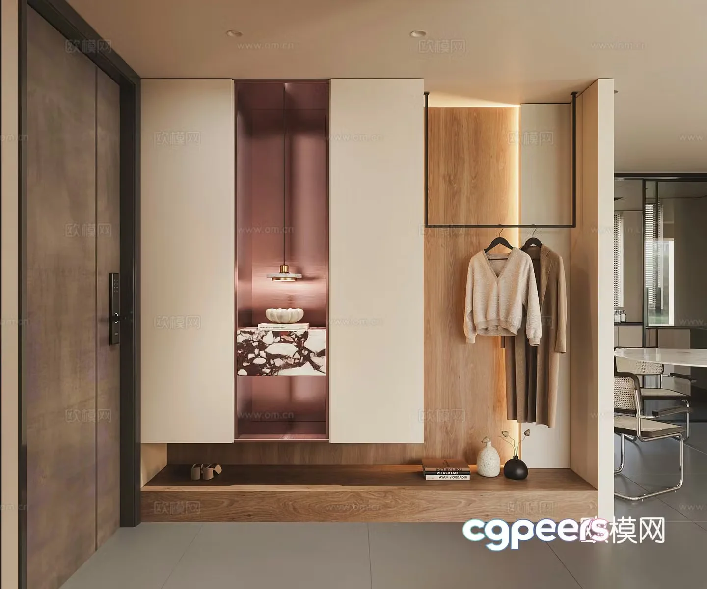 Modern Cream Style Entrance 3D Model