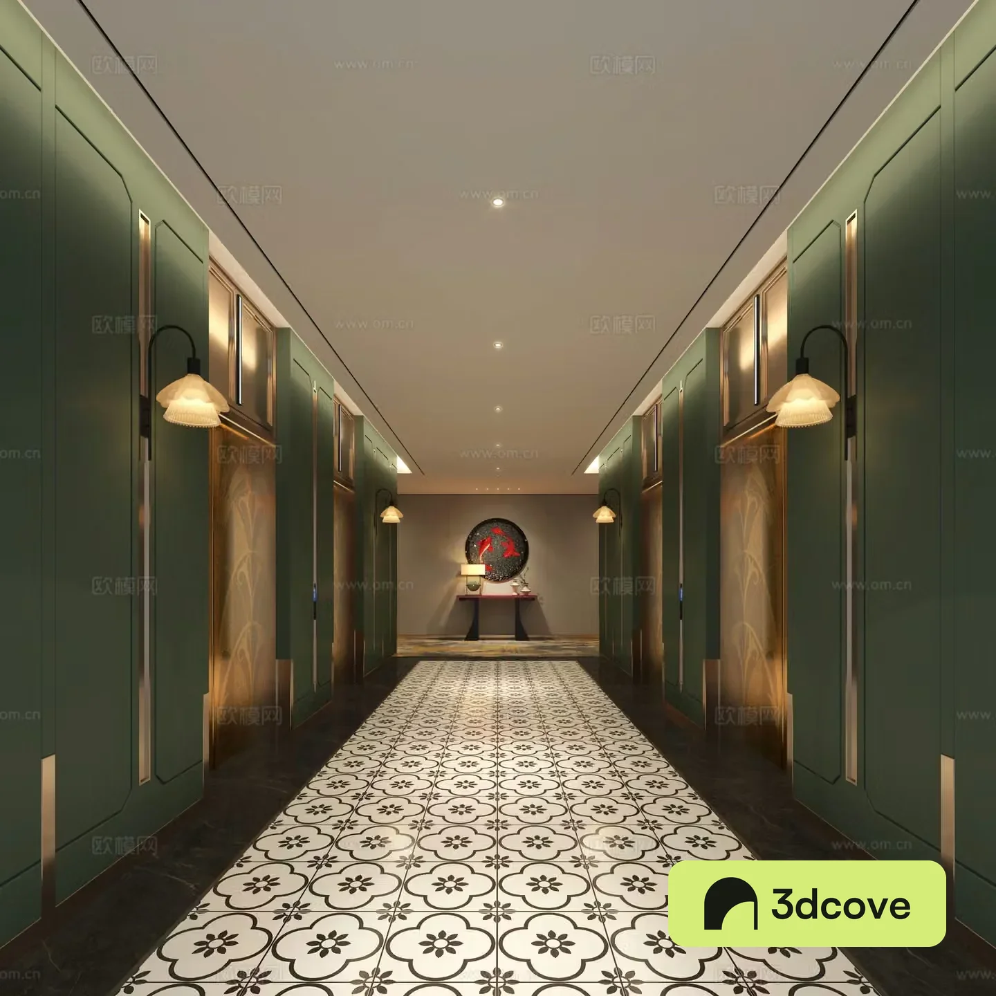 Modern hotel elevator hall club elevator hall aisle elevator hall