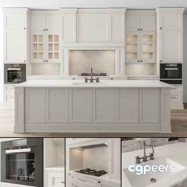 3ds Max Free – Kitchen Neo Classic White – Set 43
