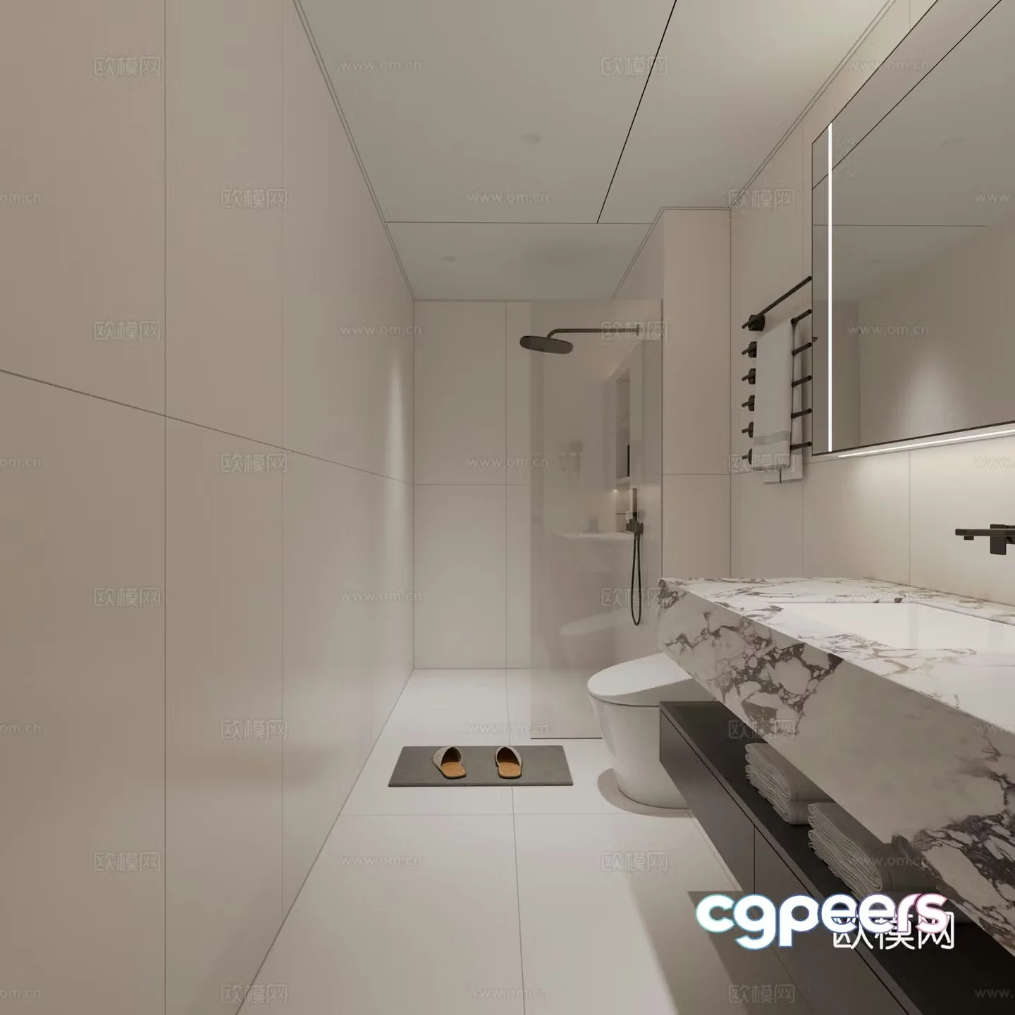 Modern minimalist bathroom 3d model