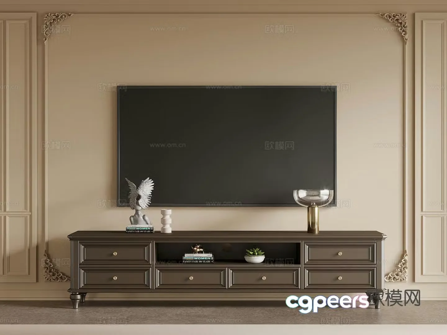 TV cabinet American TV cabinet retro TV cabinet 3d model
