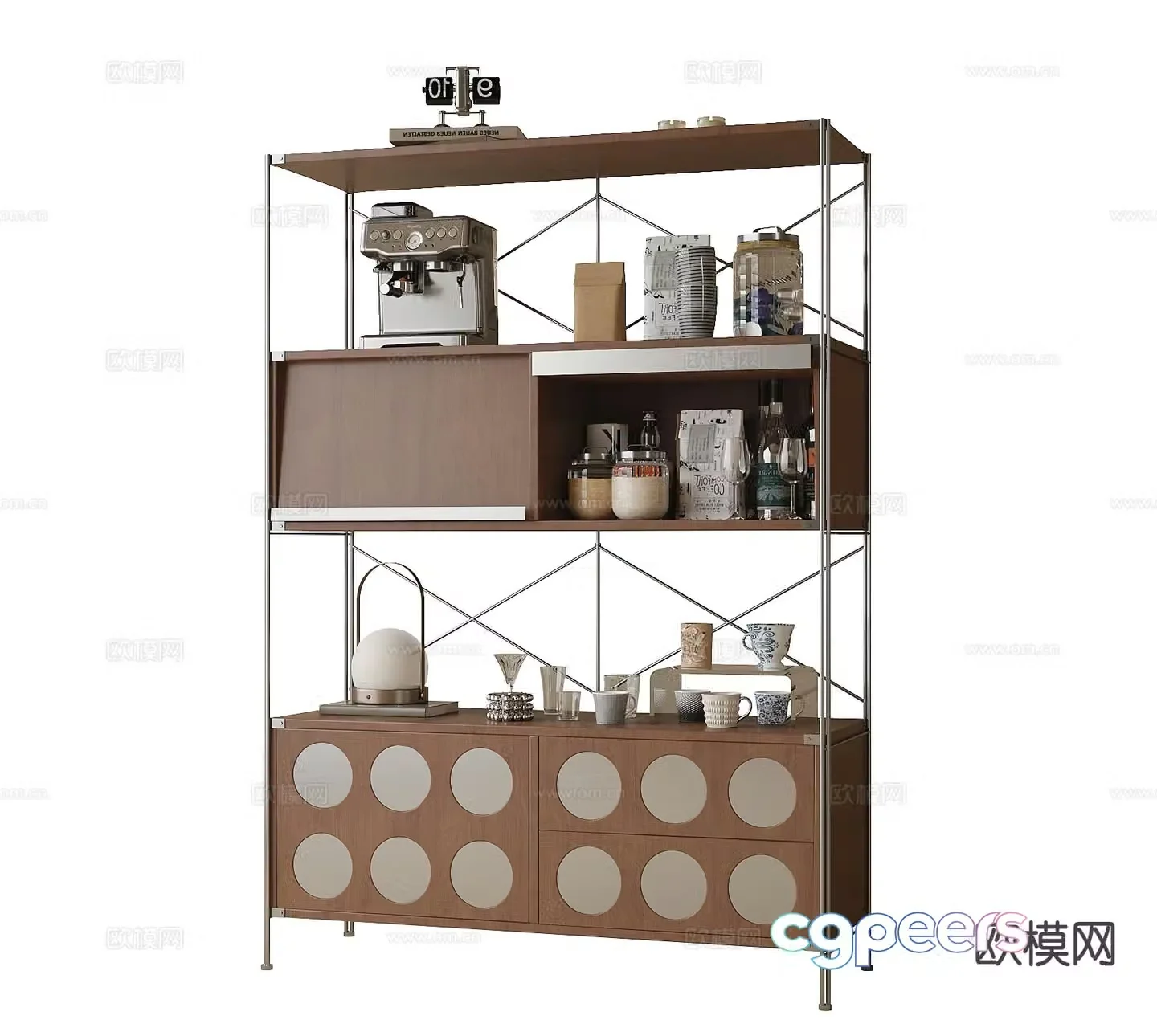 Medieval style storage rack bookshelf decorative rack 3d model