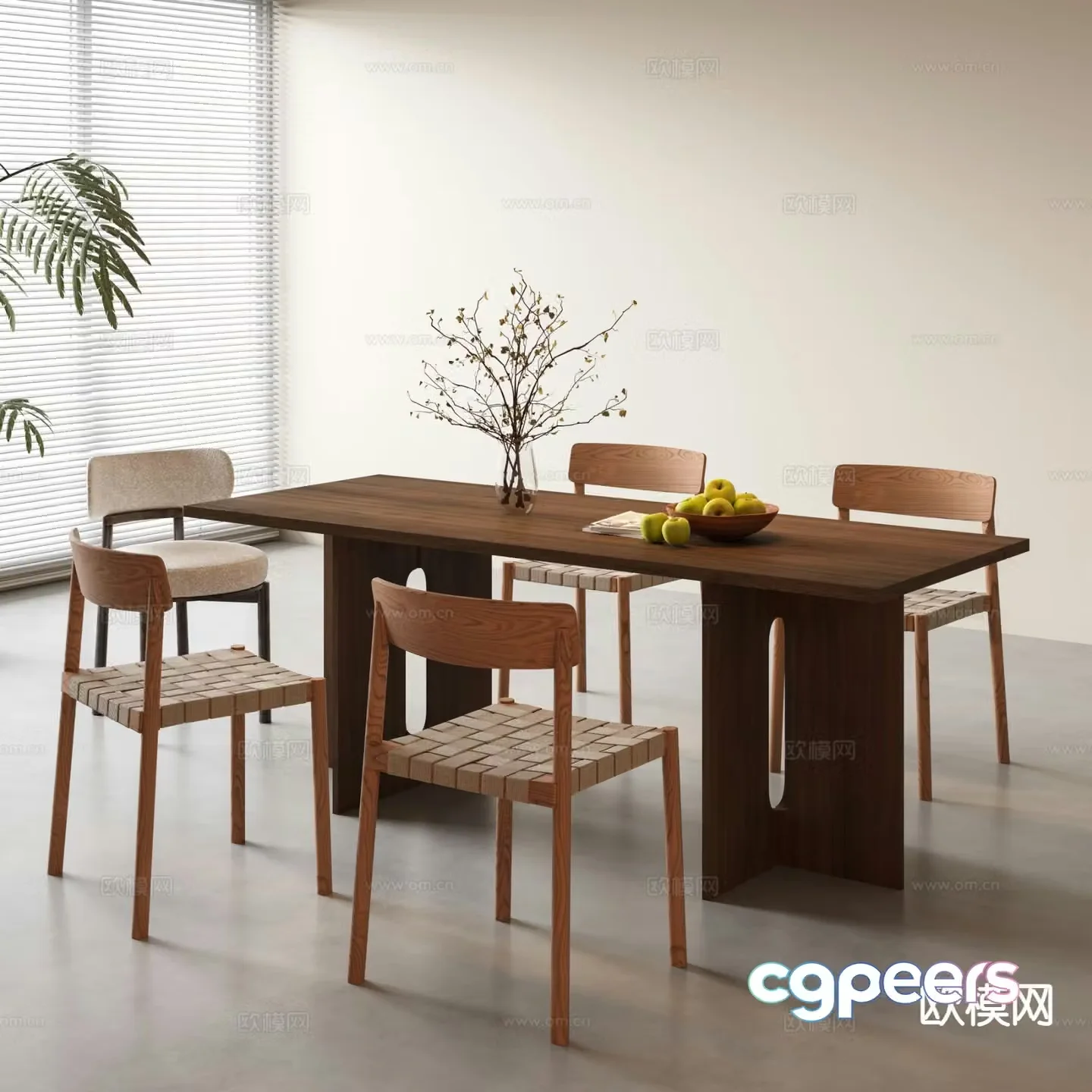 Medieval style dining table and chairs 3d model