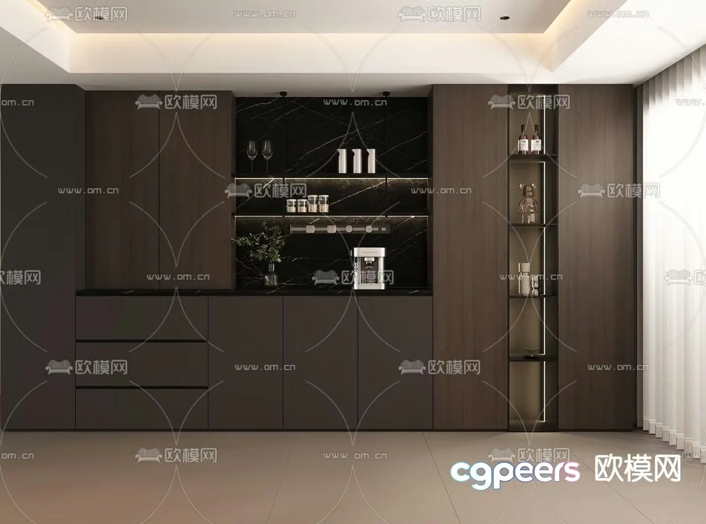 Modern wine cabinet sideboard 3d model