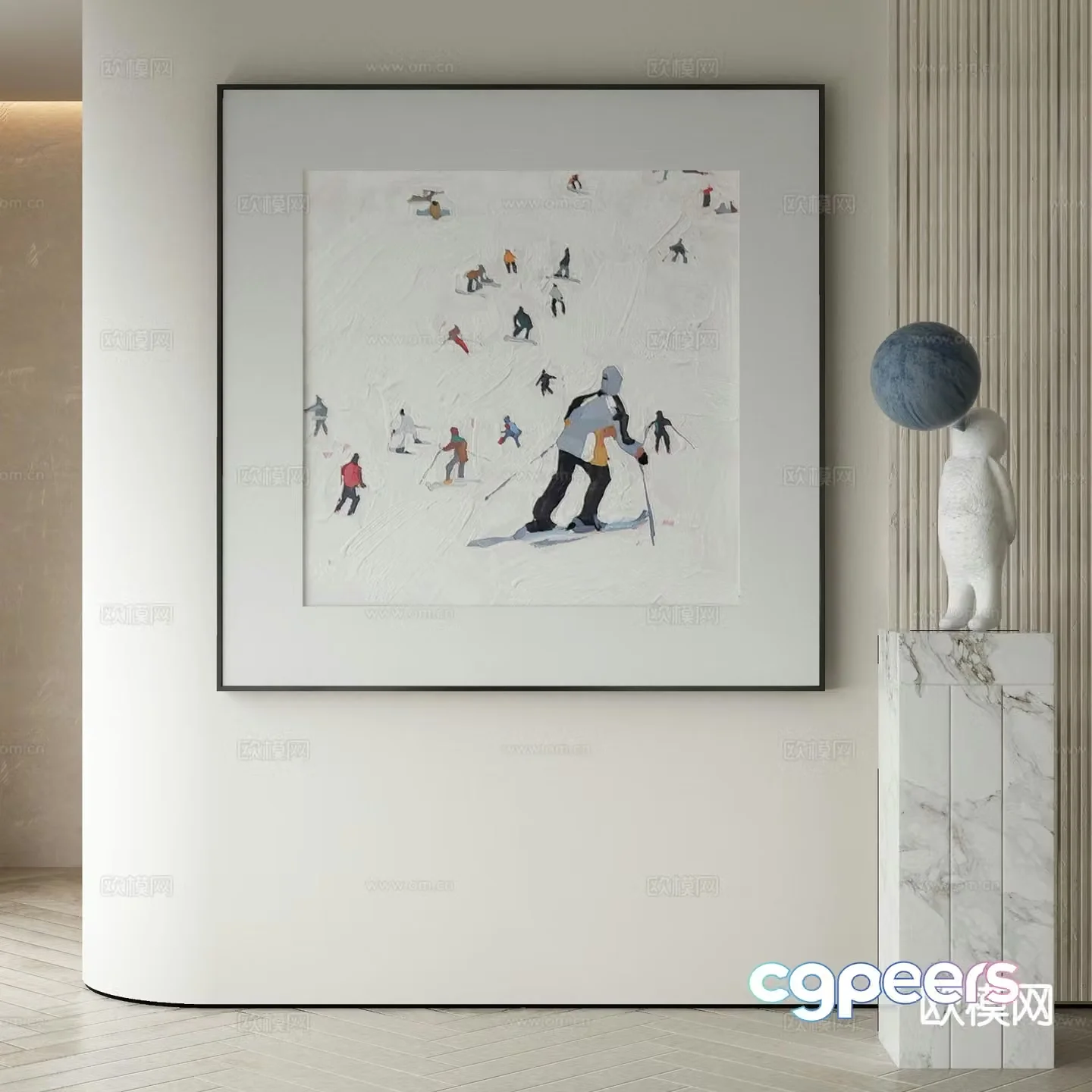 Modern oil painting ski painting decorative painting 3d model
