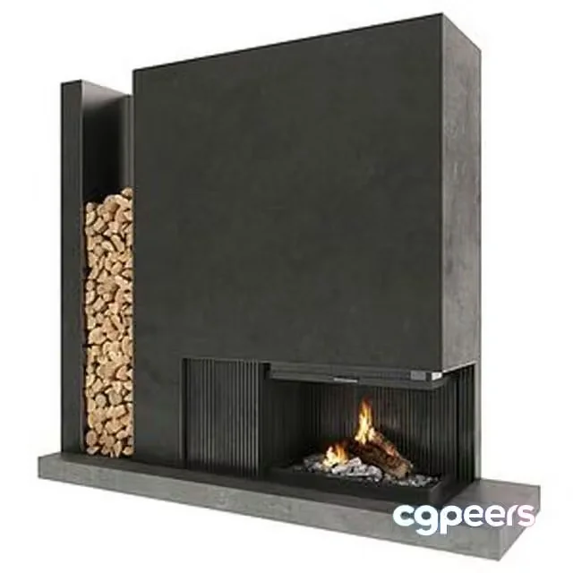 3ds Max Free – Fireplace (modern, black)