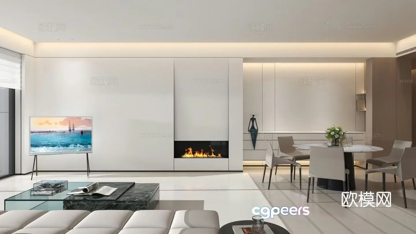 Minimalist home living room_Homeless lights living room 3D model