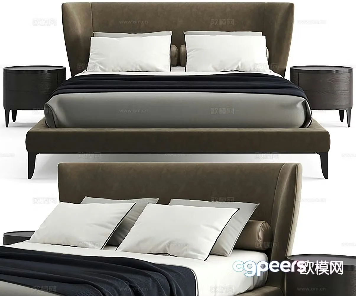 Modern double bed 3d model