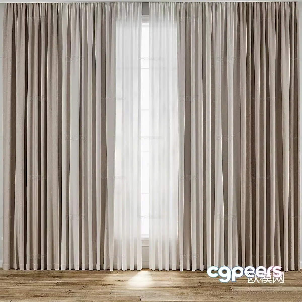 Modern fabric curtain 3d model