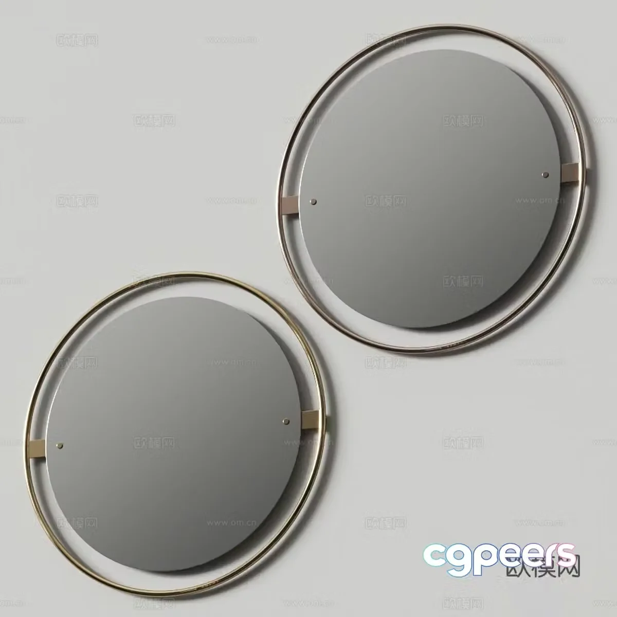 New Chinese style wall decoration round mirror 3D model