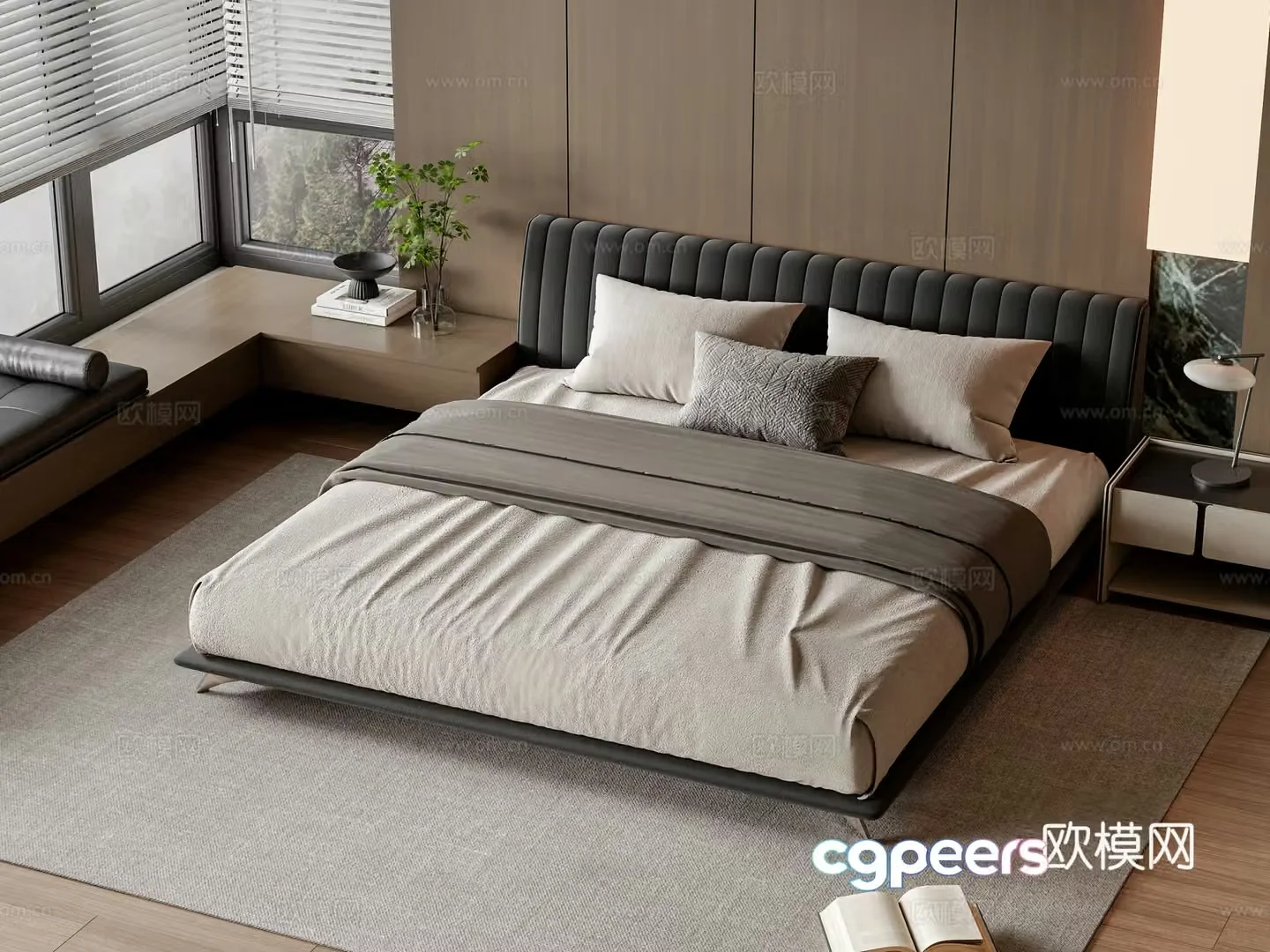 Modern double bed 3d model